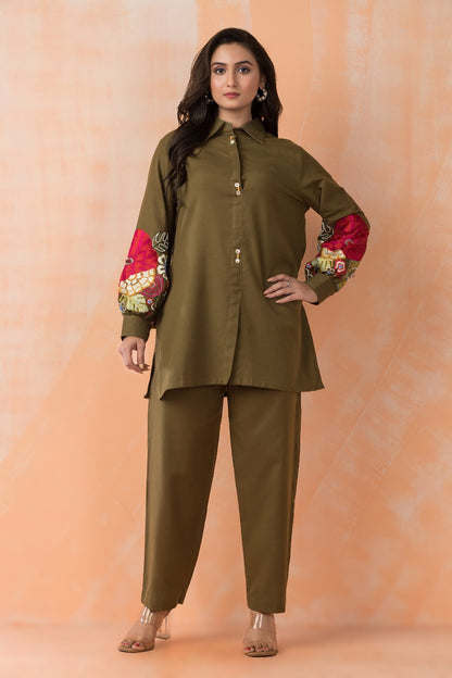 Sabhya Olive Embroidery Co-ord set