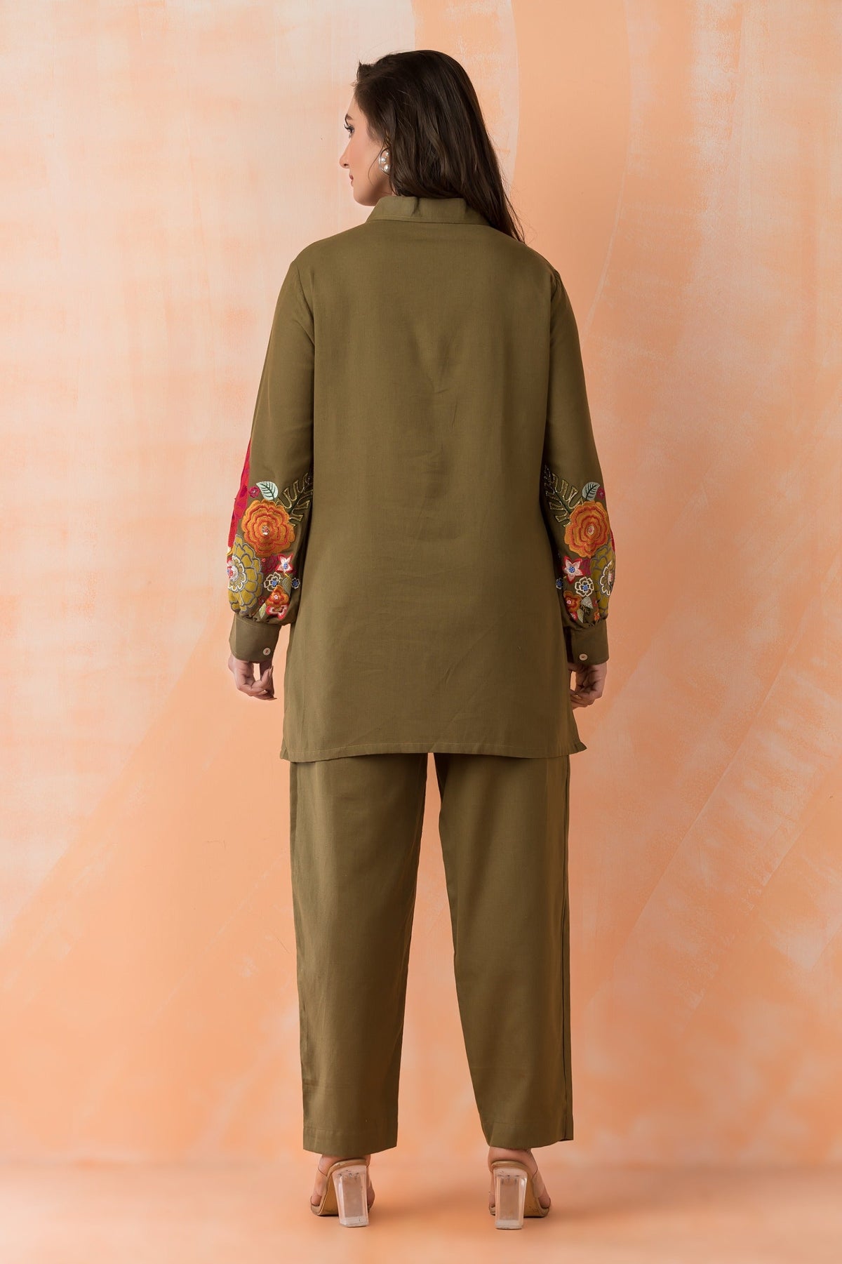 Sabhya Olive Embroidery Co-ord set
