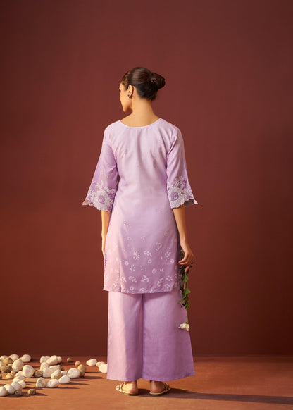 Ira lavender embroidery co-ord set