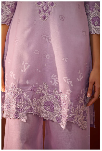 Ira lavender embroidery co-ord set