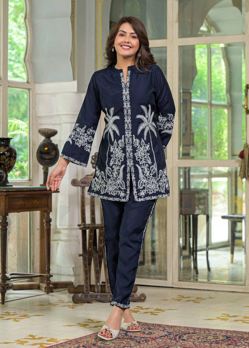 Sanmati Azure embroidery cotton co-ord set