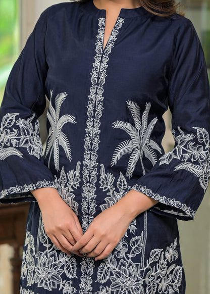 Sanmati Azure embroidery cotton co-ord set