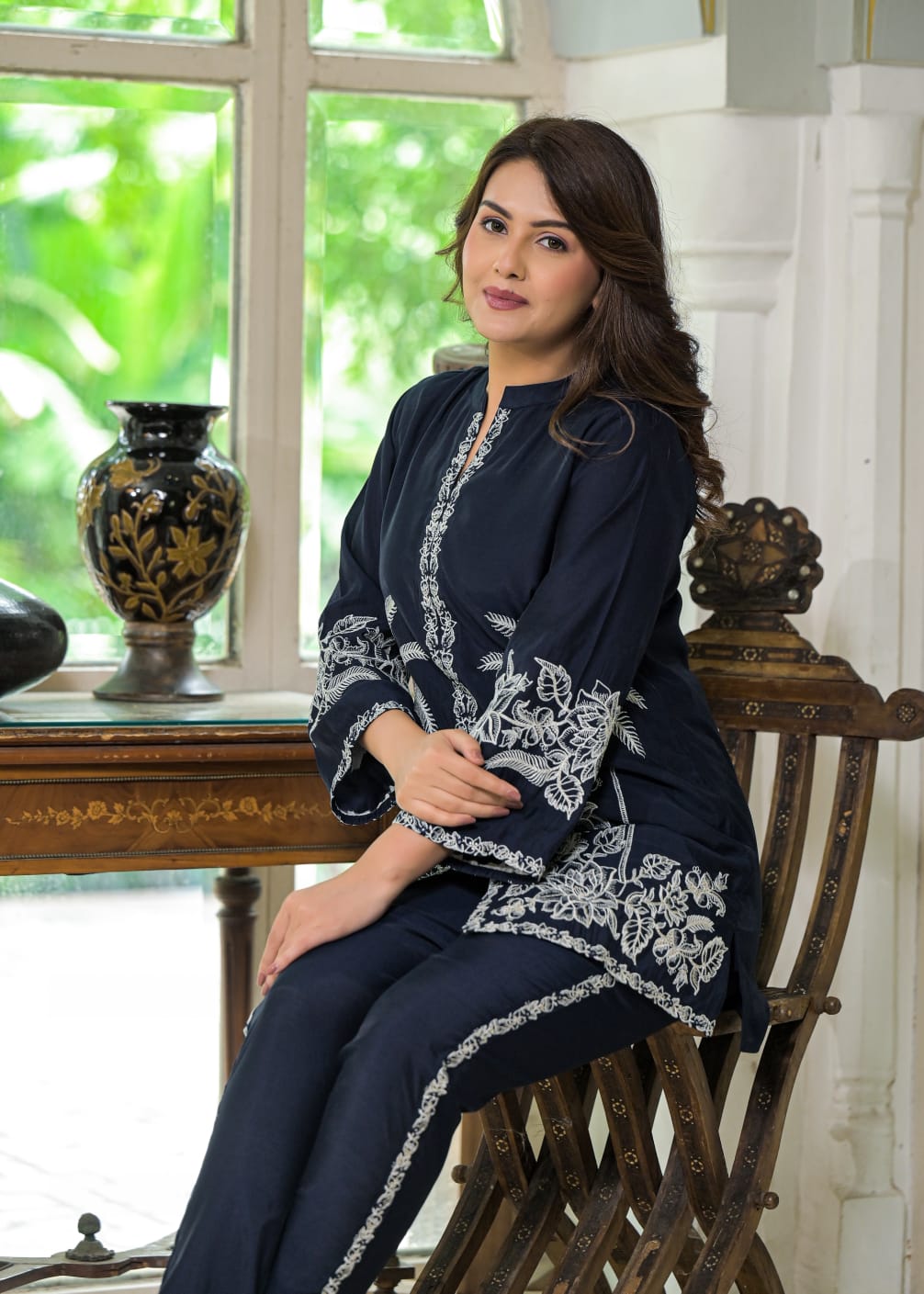 Sanmati Azure embroidery cotton co-ord set