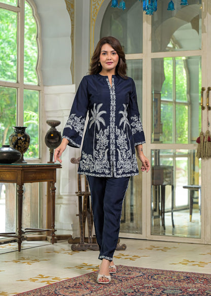 Sanmati Azure embroidery cotton co-ord set
