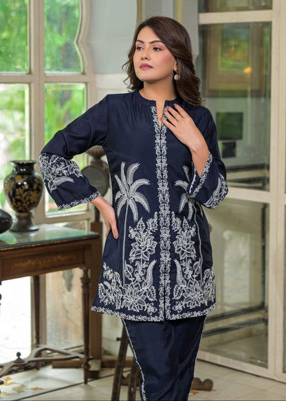 Sanmati Azure embroidery cotton co-ord set