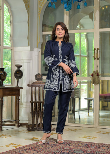 Sanmati Azure embroidery cotton co-ord set