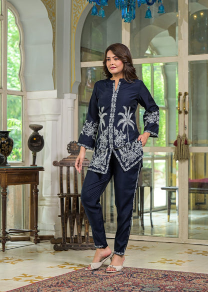 Sanmati Azure embroidery cotton co-ord set