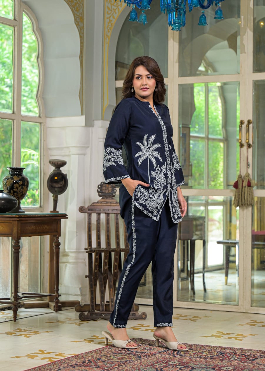 Sanmati Azure embroidery cotton co-ord set