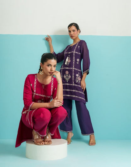 Parikrama flamingo embroidery co-ord set