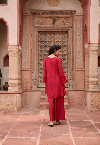 Gaurisha cardinal mul chanderi embroidery premium suit set