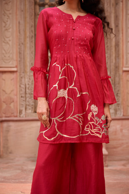 Gaurisha cardinal mul chanderi embroidery premium suit set