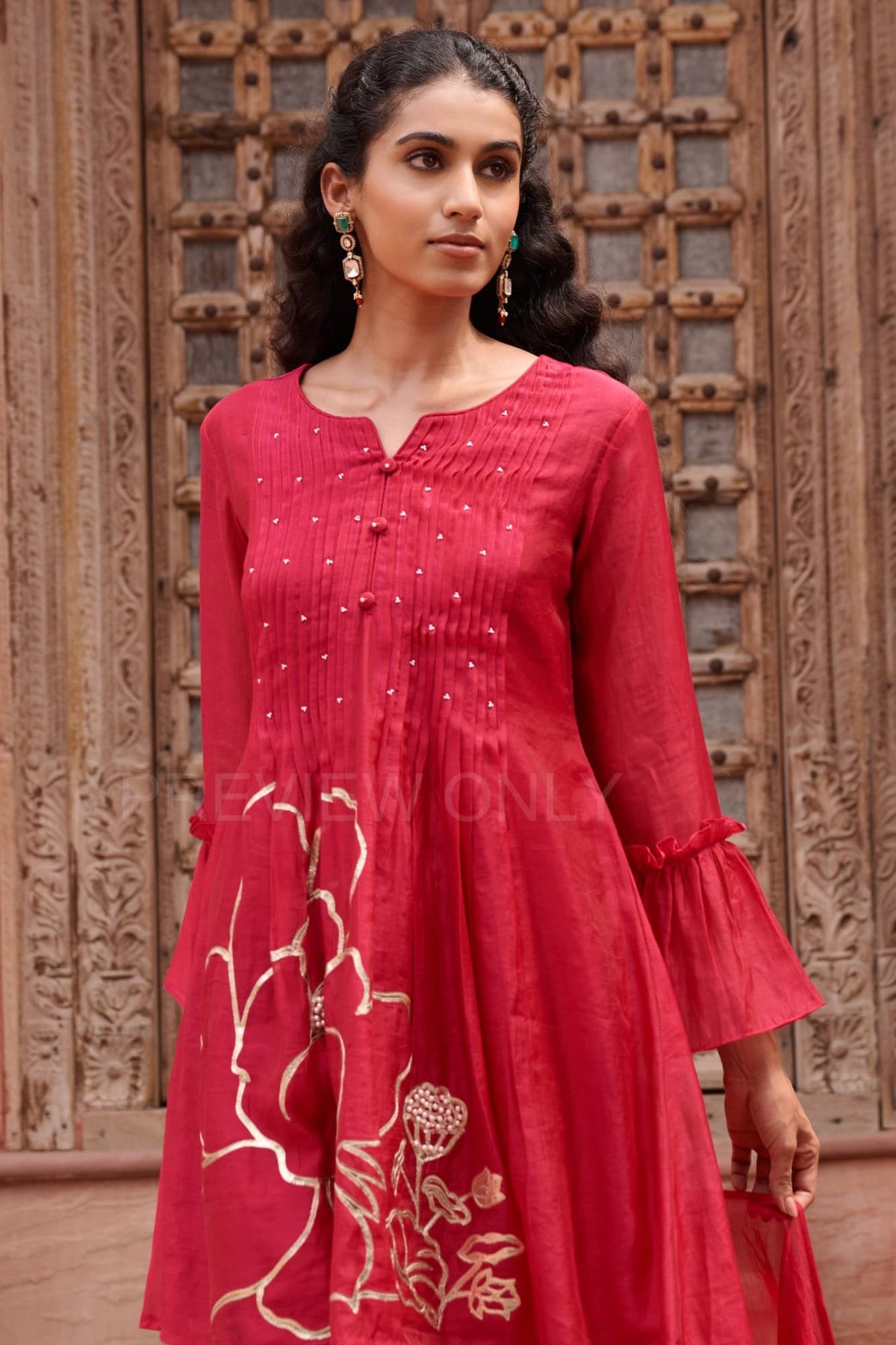 Gaurisha cardinal mul chanderi embroidery premium suit set