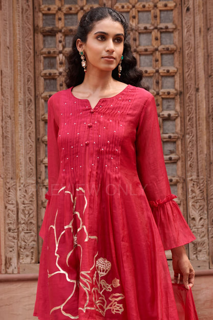 Gaurisha cardinal mul chanderi embroidery premium suit set