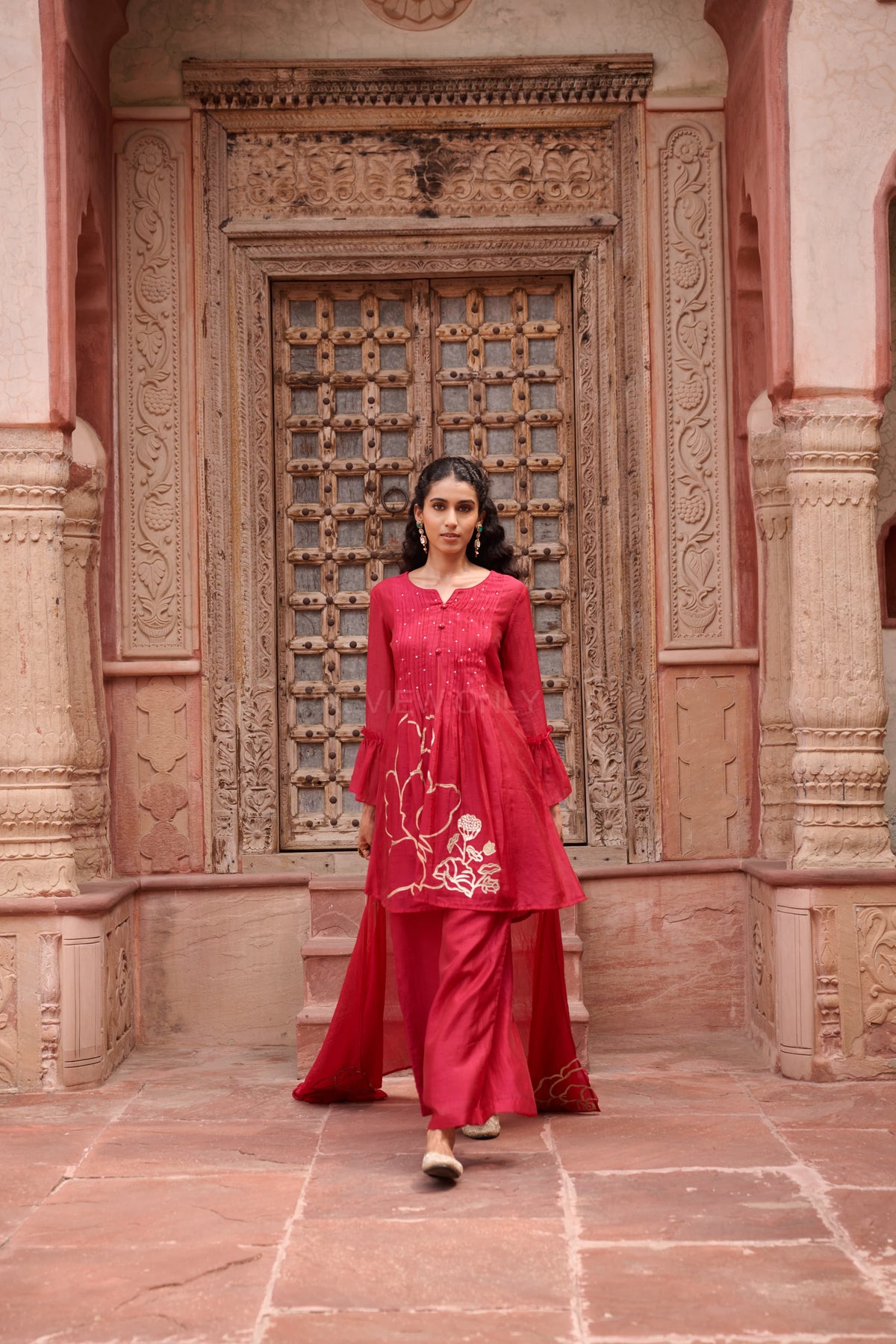 Gaurisha cardinal mul chanderi embroidery premium suit set