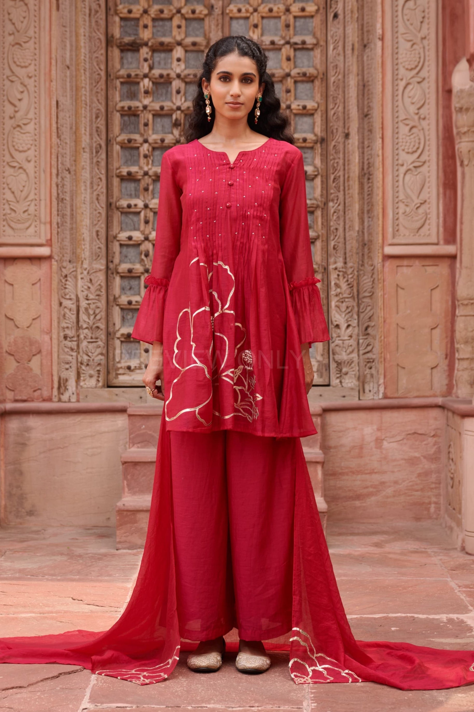 Gaurisha cardinal mul chanderi embroidery premium suit set
