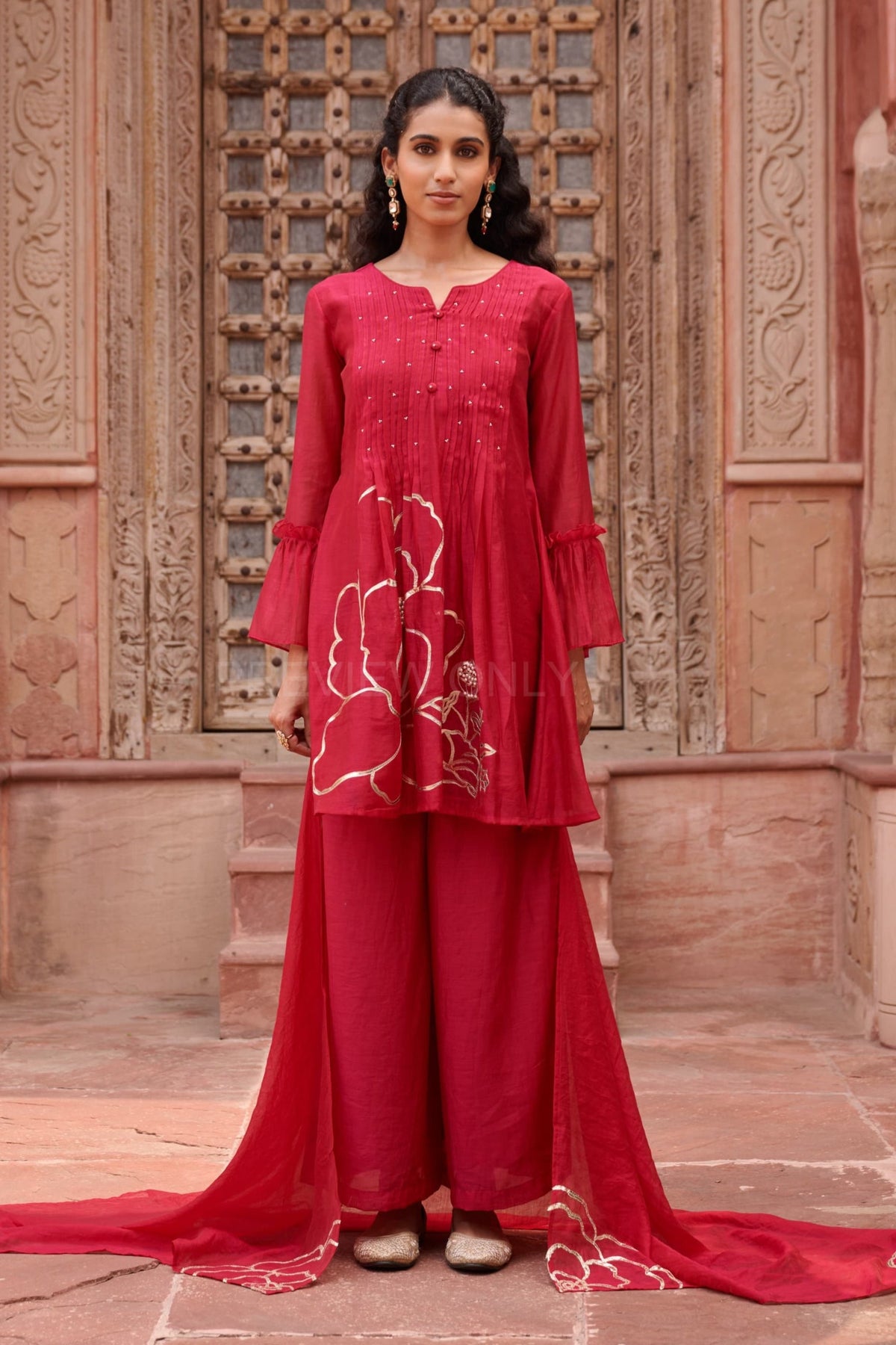 Gaurisha cardinal mul chanderi embroidery premium suit set