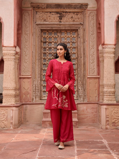 Gaurisha cardinal mul chanderi embroidery premium suit set