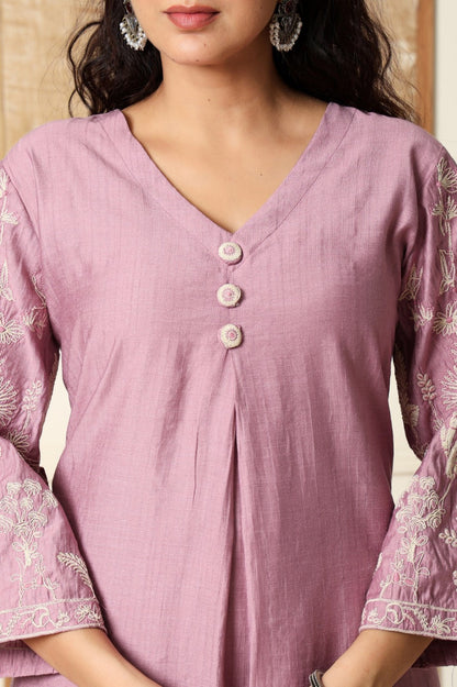 Sumaiya flamingo embroidery kurta pant set