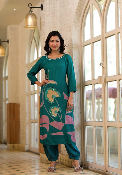 Chitra Peacock kurta pant set