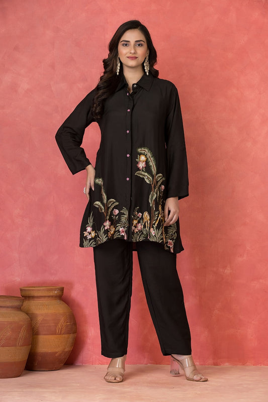 AutumnLane Sabhya ebony embroidery co-ord set
