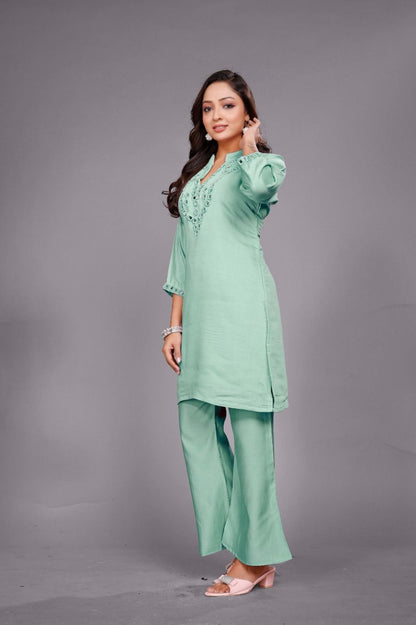Divya pine mirror work co-ord set