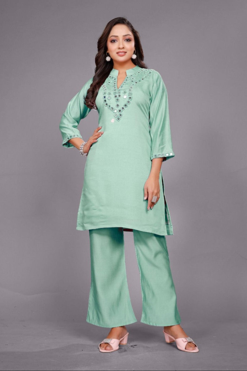 Divya pine mirror work co-ord set