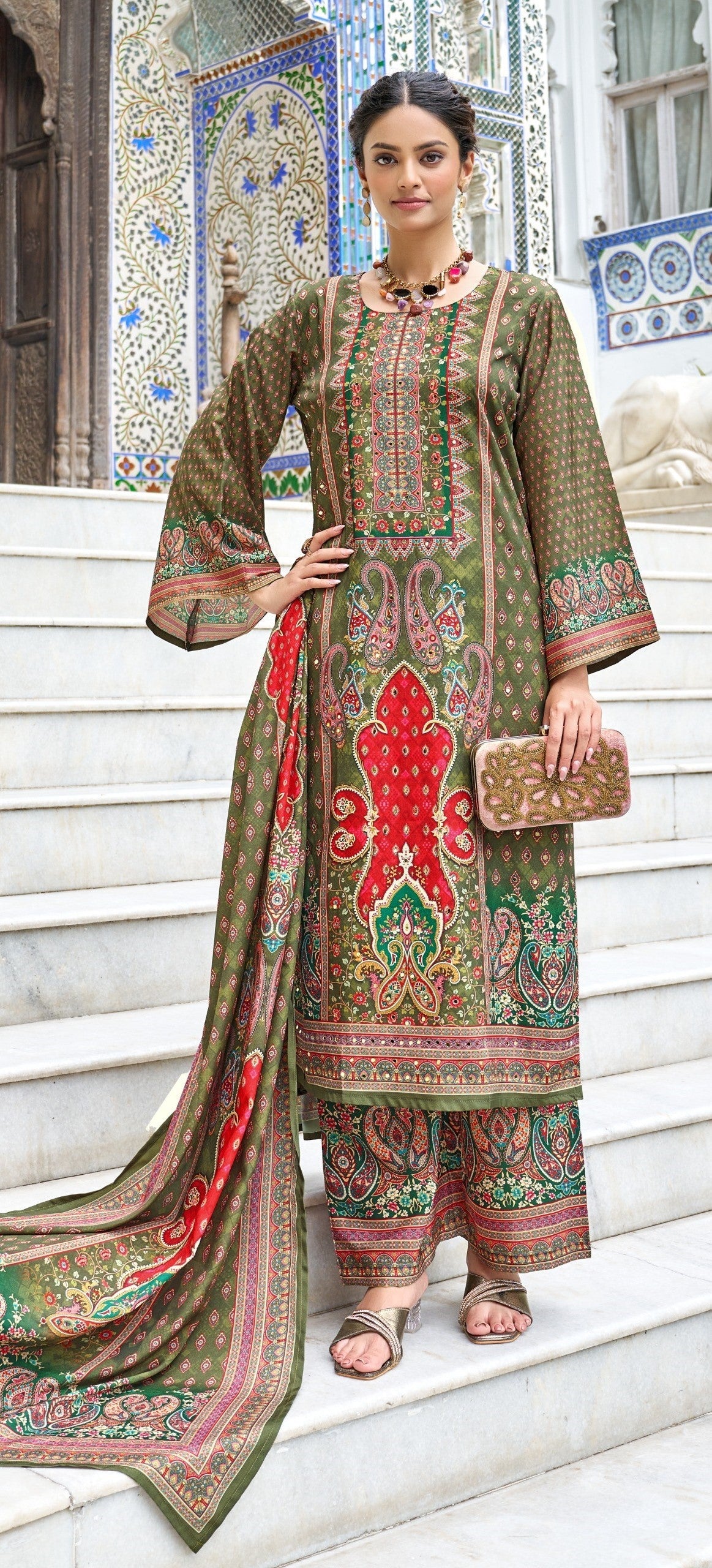 Morni olive full work suit set