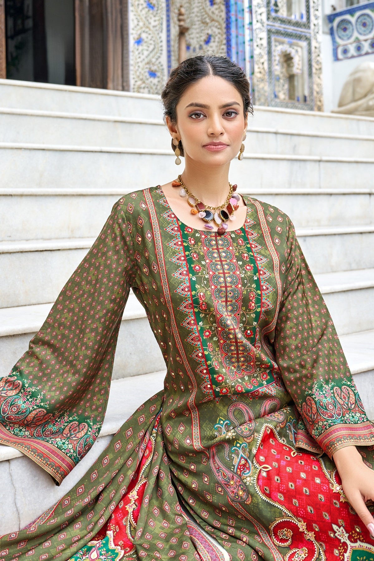 Morni olive full work suit set