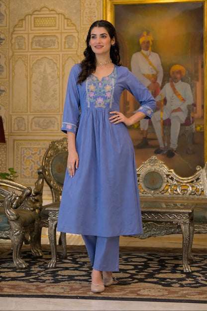 Naveena Tiffany Embroidered Kurta Pant Set