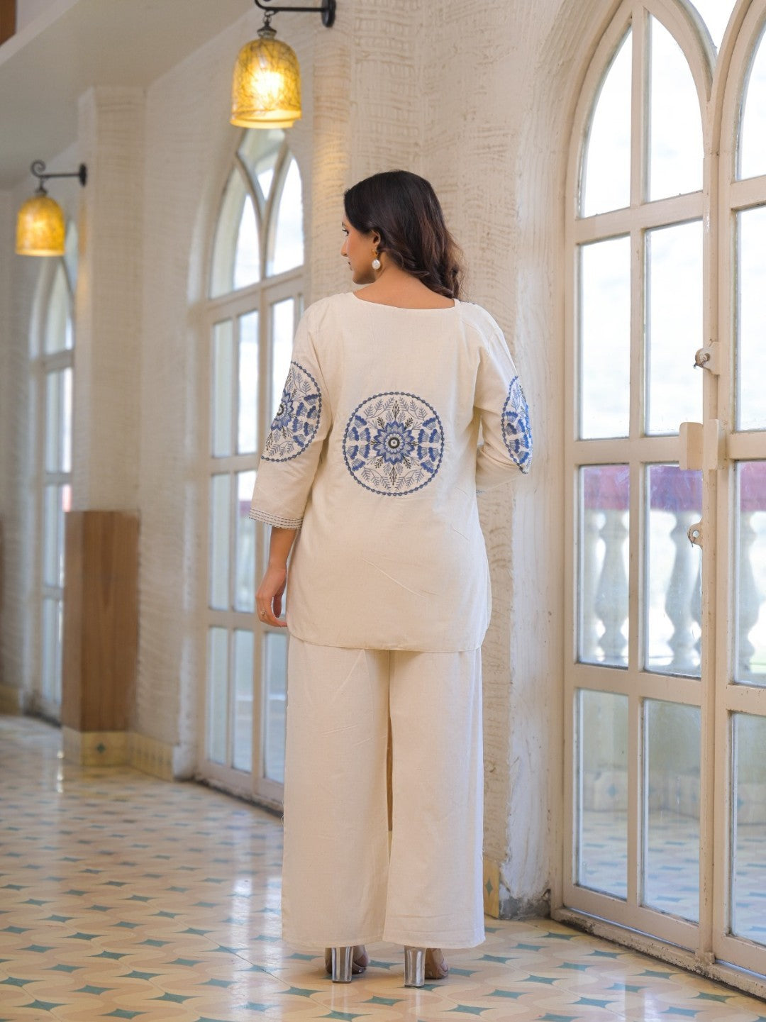 Mayri Merino Embrodiery Cotton Jacket Co-ord Set
