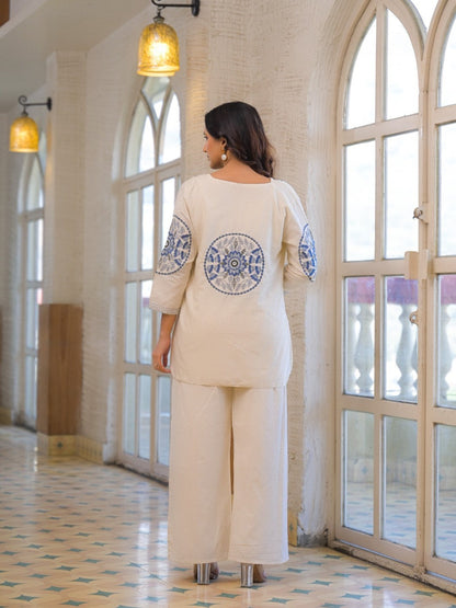 Mayri Merino Embrodiery Cotton Jacket Co-ord Set