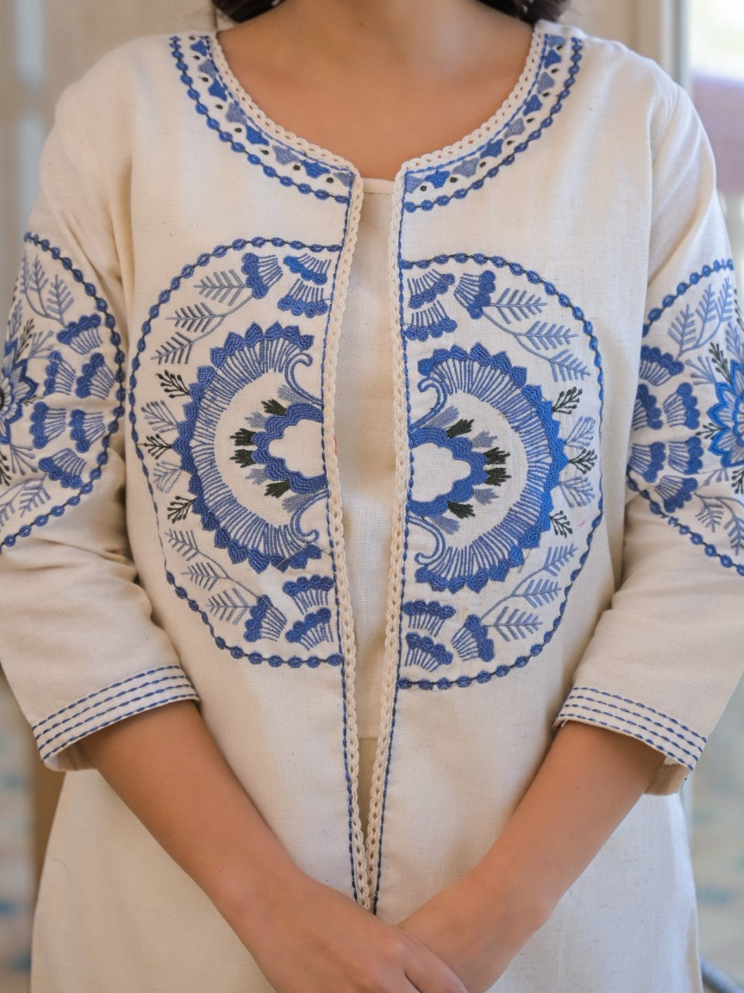 Mayri Merino Embrodiery Cotton Jacket Co-ord Set