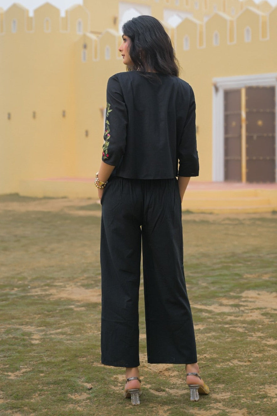 Mayri Sable embroidery jacket cotton co-ord set