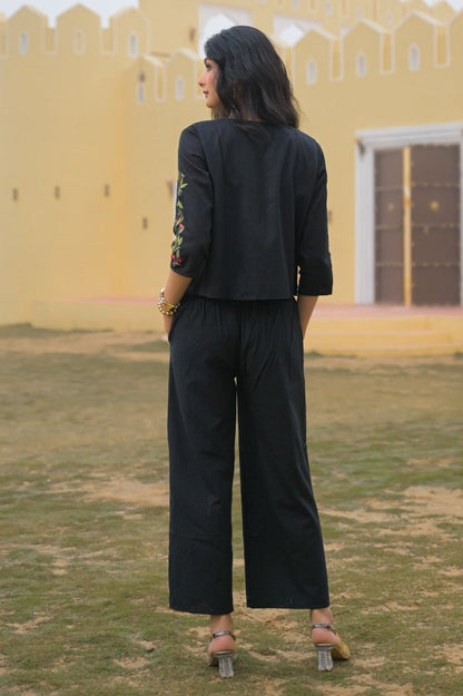 Mayri Sable embroidery jacket cotton co-ord set