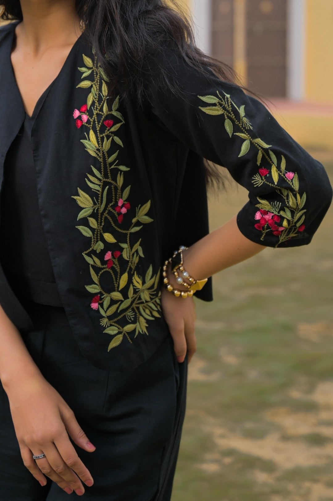 Mayri Sable embroidery jacket cotton co-ord set