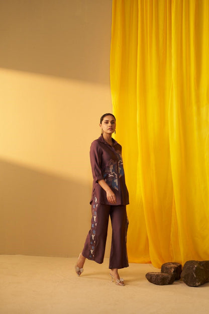 Tisca choccy embroidery co-ord set