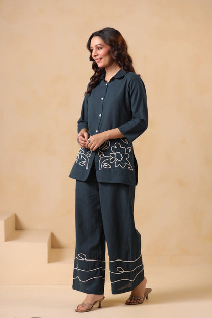Sargi Azure embroidery co-ord set
