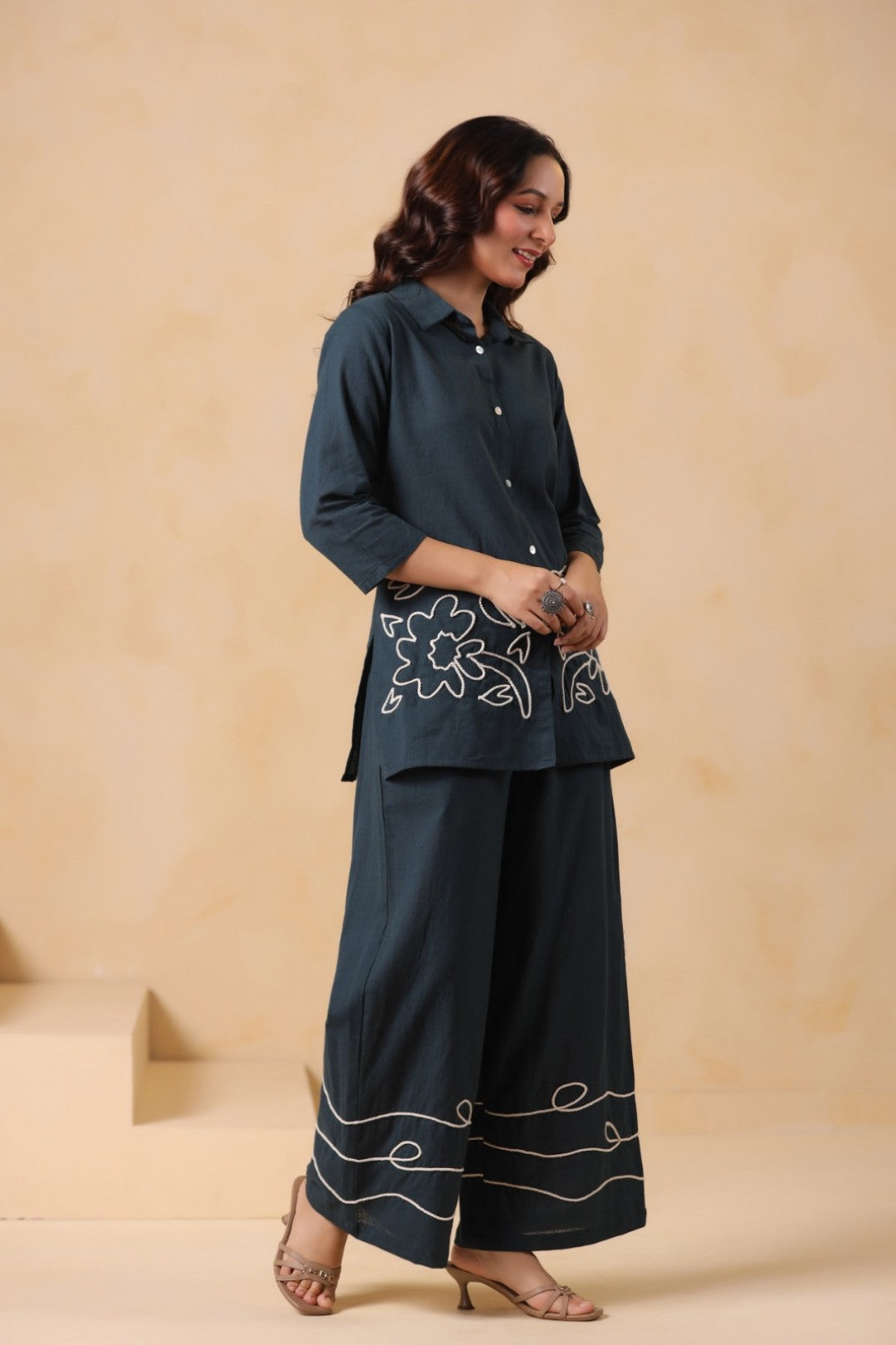 Sargi Azure embroidery co-ord set