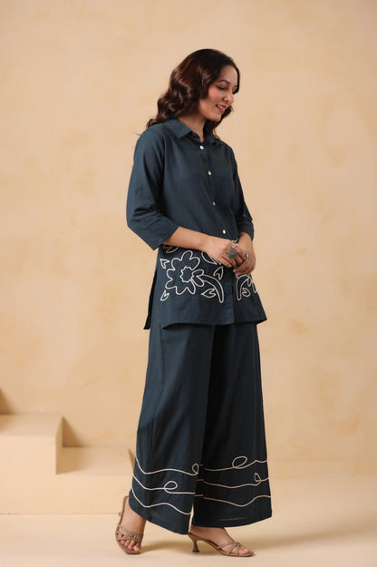 Sargi Azure embroidery co-ord set