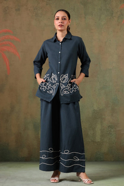 Sargi Azure embroidery co-ord set