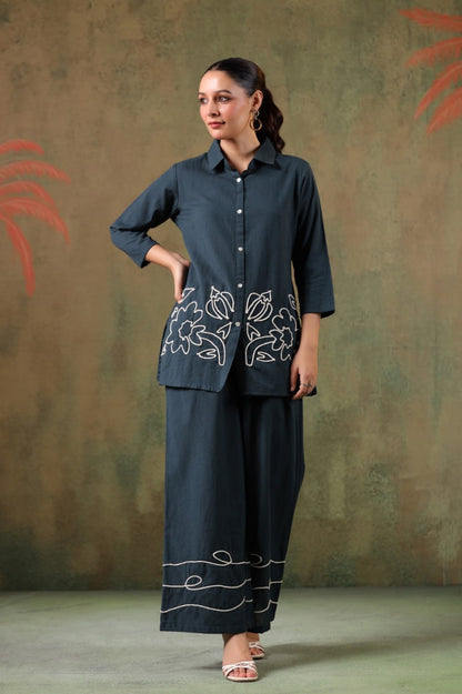 Sargi Azure embroidery co-ord set