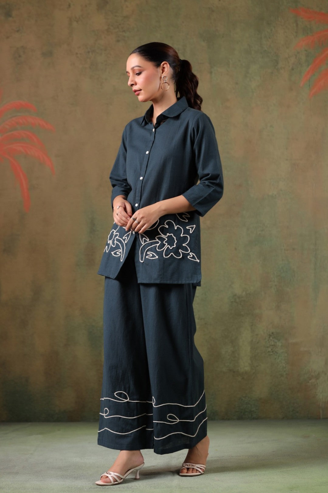Sargi Azure embroidery co-ord set
