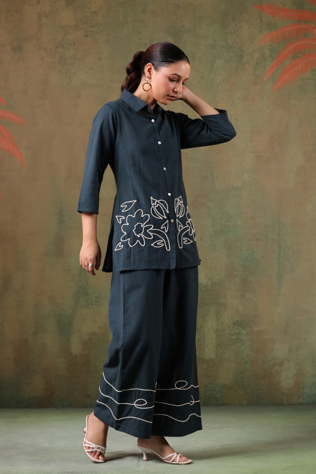 Sargi Azure embroidery co-ord set