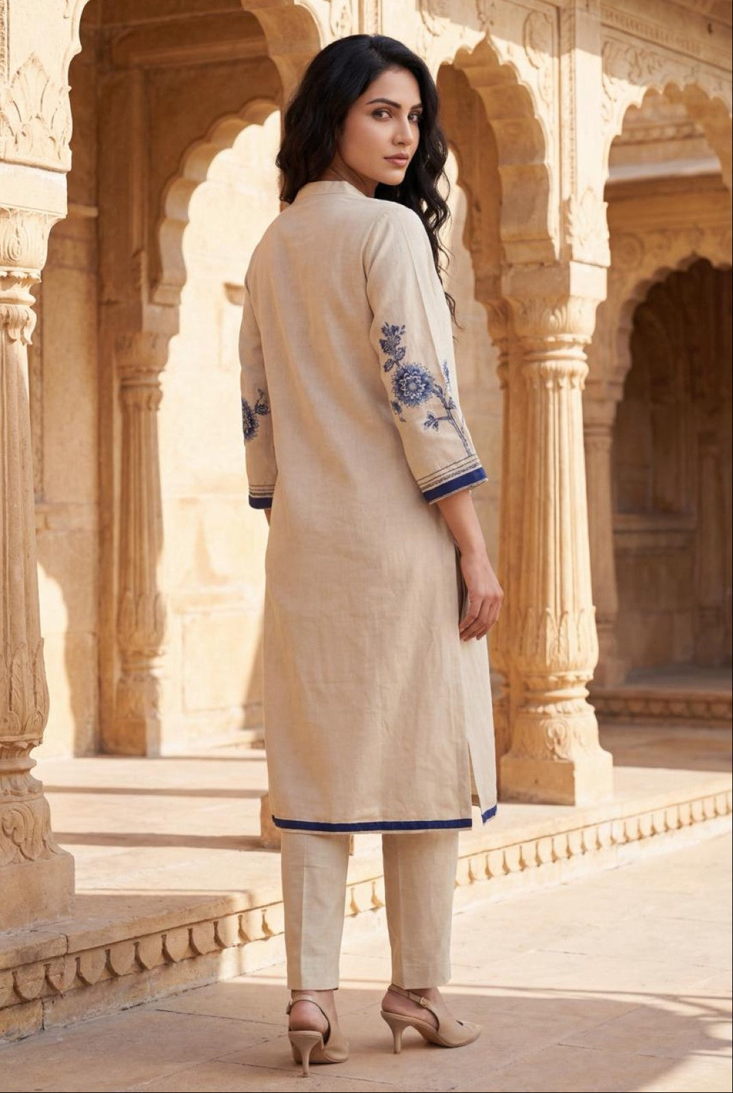 Gaur Tan cotton suit set