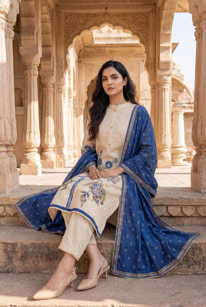 Gaur Tan cotton suit set