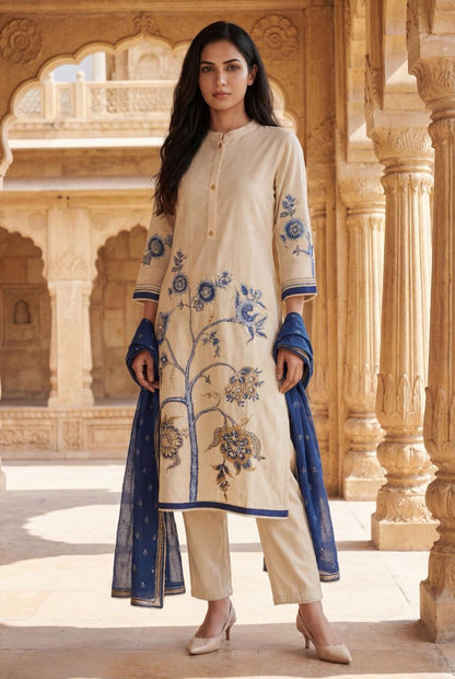 Gaur Tan cotton suit set