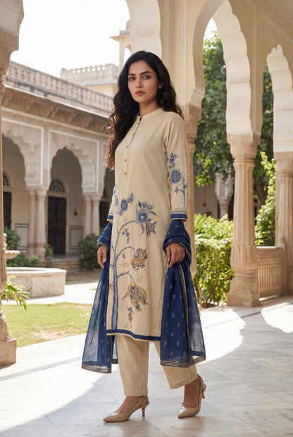 Gaur Tan cotton suit set