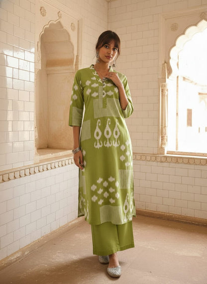 Swades Leaf cotton kurta pant set