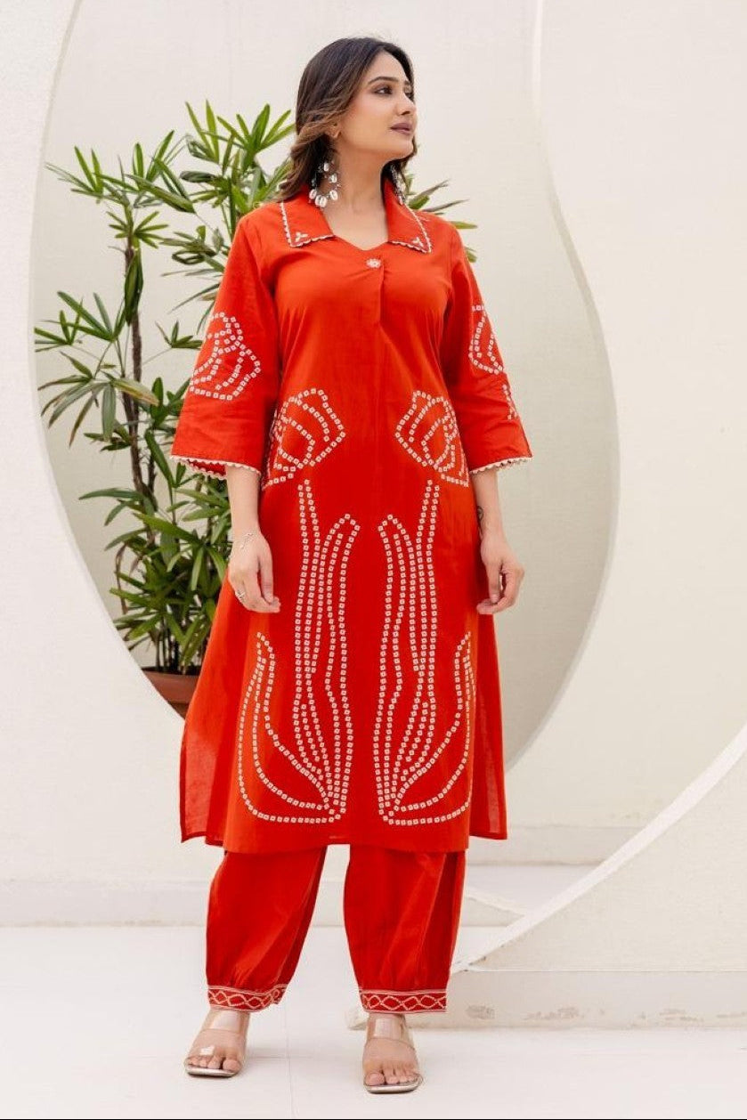 Girnar Apricot Cotton suit set