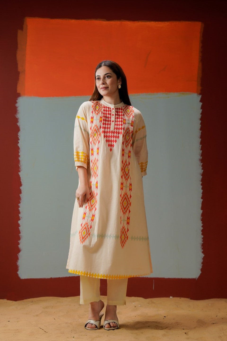 Tatva coral cotton kurta pant set